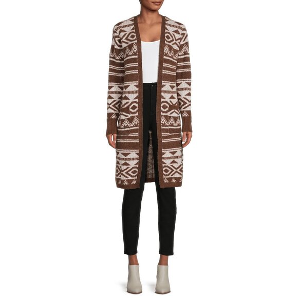 Pattern Duster Cardigan, Hot Chocolate - Picture 3 of 7